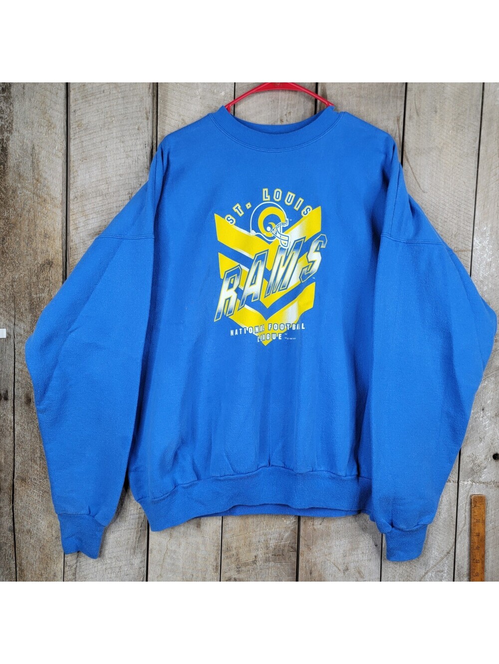 Vintage St. Louis Rams Sweatshirt Blue Hanes ComfortBlend NFL Crewneck XL VTG